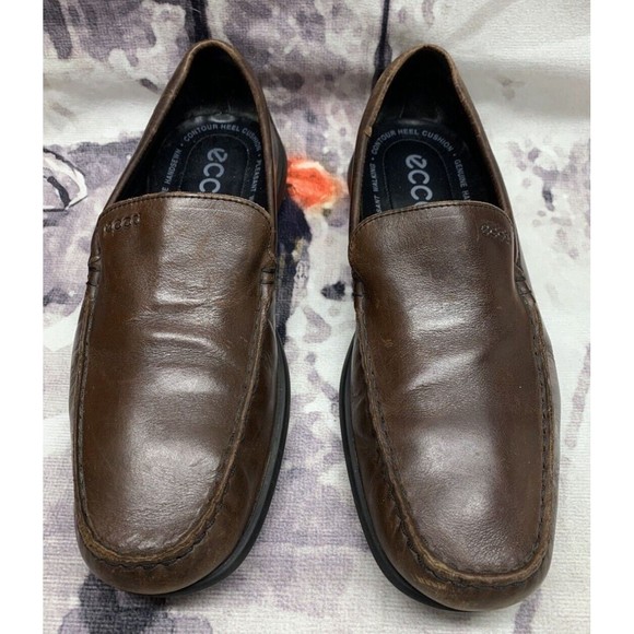 Ecco Comfort Driving Shoes Men’s US 9.5 Euro 42 Leather Chocolate Brown Slip On main image 14